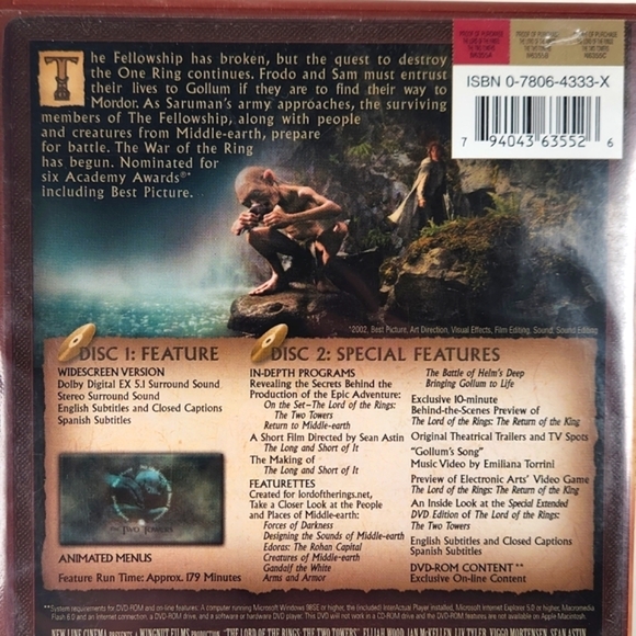 The Two Towers, Lord Of The Rings Wide-screen DVD - Picture 3 of 11